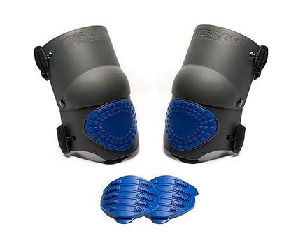 TSE Safety - TSE-TFLX-4-16-GEL Flex Work Knee Foam Padding Pads - Anti-Slip Strong Double Straps Comfortable Knee Protection Breathable Heavy Duty for Indoor and Outdoor Use – Black & Blue