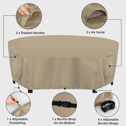 OutdoorLines Waterproof Curved Outdoor Sectional Cover - UV Resistant Windproof Patio Sectional Sofa Covers for Deck, Lawn and Backyard, Heavy Duty Furniture Covers (90Lx34Dx32Hx46FL, Camel)