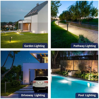 Gardenreet Brass Low Voltage Landscape Path Lights(6 Pack) Kit 12V LED with Low Voltage Transformer 150W and Mechanical Timer and 100 Feet Wire and 30Pack Connectors for Outdoor Yard Driveway