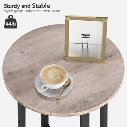 HOOBRO Side Table, Round End Accent Table with Sturdy Metal Pedestal, 15.7" Round Nightstand, for Living Room, Bedroom, Balcony, Office, Greige BG95BZ01