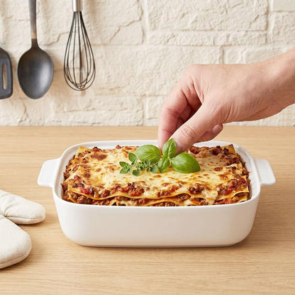 10" x 7" Casserole Dish 1.7 Quart Ceramic Bakeware Set with Lids, Chip and Crack Resistant Ceramic Casserole Dish with Handle 11.6 In, Microwave, Dishwasher, Oven, Freezer and Fridge Safe