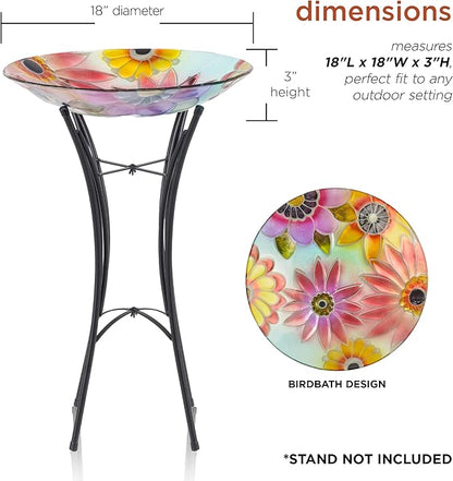Alpine Corporation 18" Outdoor Birdbath Bowl Topper with Metal Stand, Garden Decor