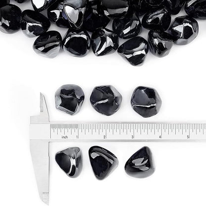 Stanbroil 10-Pound Fire Glass Diamonds - 1/2 inch Luster Fire Glass for Fireplace Fire Pit and Landscaping, Onyx Black Luster