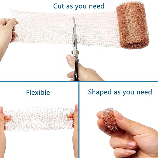 Copper Mesh - 5 Inches x 30 ft, 100% Pure Copper, Durable Fill Fabric for Hole Blocking, Flexible and Strechy, Garderning and Sealing Water Opening