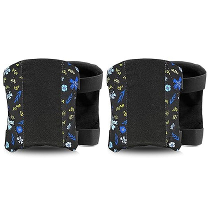 2 Pack Garden Knee Pads for Women, Lightweight Waterproof KneePads for Gardening, Anti Slip Leather Foam Padding Kneeling Pads for Flooring and Carpet Cleaning, House work, Gardening Maintain, Knee Protector, Blue Flower