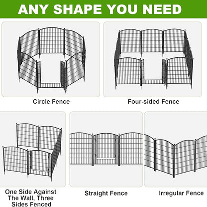31in(H) x 26ft(L) No Dig Decorative Garden Fence with Gate, 12 Panels Rustproof Animal Barrier Metal Dog Fence Outdoor for Yard, Patio, Temporary Garden Fencing with Ground Stakes