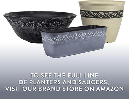 Classic Home and Garden Corinthian Round Resin Flower Planter Pot, Storm Gray 8" (Pack of 3)