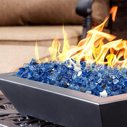Mr. Fireglass 10 Pounds Fire Glass, 1/2 Inch High Luster Reflective Tempered Fire Glass Rocks for Fire Pit Fireplace and Landscaping, Pacific Blue