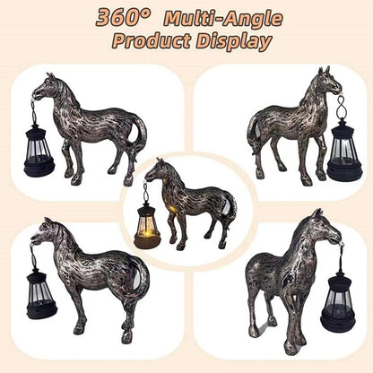 Horse Figurine with Solar Lantern Horse Lamp Decor Garden Statue Outside Outdoor Yard Housewarming Gifts for Mom Women Grandma