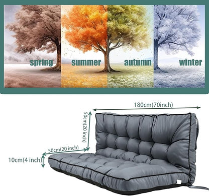 Replacement Cushions for Swing, Swing Cushions 3 Seater Replacement, Waterproof Thicken Washable Pad Cushion for Outdoor Indoor Furniture Swing Patio (Light Gray, 40x70 inch)