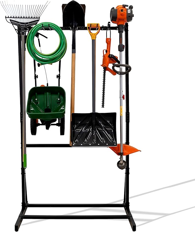 StoreYourBoard Freestanding Tool Storage Rack, Garage Floor Stand, Adjustable Garden Tool Organizer, Industrial Steel