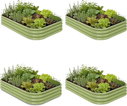 4-Pack Galvanized Raised Garden Bed 6x4x1ft - 12" Tall Metal Planter for Outdoor Plants Vegetables, Metal Garden Box with Stainless Steel Hardware, and Rust-Resistant Coating - Moss Green