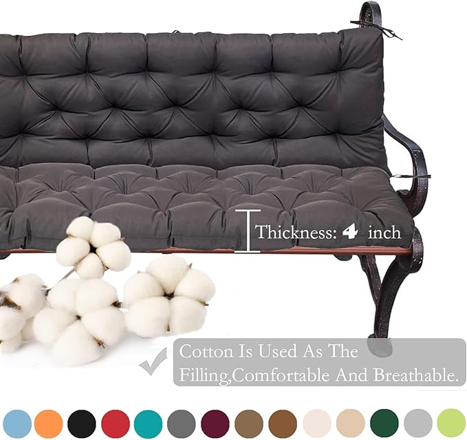 Replacement Cushions for Swing, Swing Cushions 3 Seater Replacement, Waterproof Thicken Washable Pad Cushion for Outdoor Indoor Furniture Swing Patio (Dark Gray, 40x71 inch)