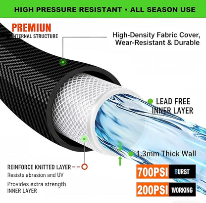 100FT Garden Hose, 2026 New Upgraded Fabric Thickened Non-Expanding Water Hose, Ultra Lightweight & Flexible, Burst-Resistant, Kink-Free Hose 700 PSI for Outside, RV, Yard, 3/4GHT, Black-Gray