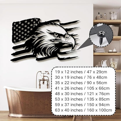 American Eagle Metal Wall Art, US Large Eagle Wall Sign, Fourth of July Independence Day Flag, Patriotic Gift (41x26 Inches / 105x66cm, Style 2)
