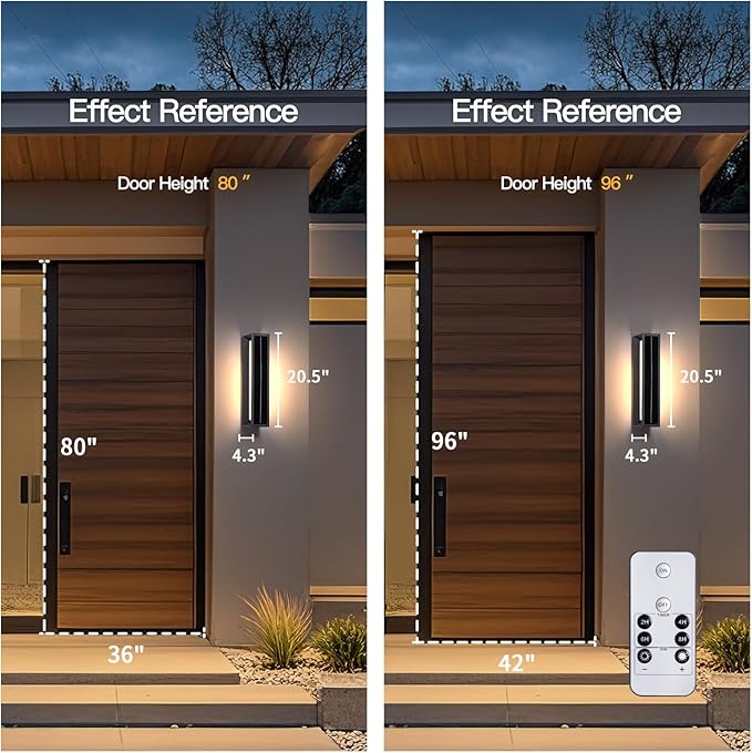 20.5" Solar Wall Lights Outdoor Waterproof, Modern Porch Light, 3000K LED Solar Wall Sconces Lights Outdoor, 1 Pack Front Door Light Fixture Dusk to Dawn, Large Exterior Garage Light for House