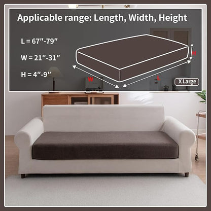 OHSIO Sectional Couch Covers, Wear Resistant Stretch Sofa Covers Washable Soft Couch Cushion Covers Anti Slip Furniture Protector Sofa Slipcovers for Pets (1 Piece Oversized Sofa Cushion, Brown)