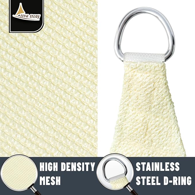 LOVE STORY Custom Size 7' x 9' Butter Cream Rectangle Sun Shade Sail Canopy Patio Sail Fabric Cloth Cover UV Block (We Make Custom Size)
