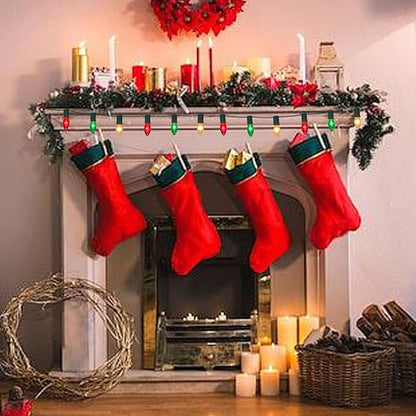 25Ft C9 Christmas Multicolor String Lights, Vintage Christmas Lights with 27 C9 Clear Red/Green/Frosted White Bulbs, Outdoor Hanging Patio Lights for Xmas Tree Path Roofline Wedding Party Decoration