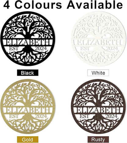 Personalized Metal Signs | Tree of Life Custom Wall Art | Outdoor Balcony Decor | Last Name & Family Signs | Couples Wedding Gifts