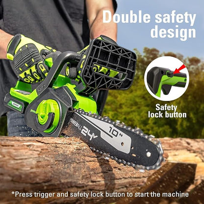Greenworks 24V Chainsaw,24V Polesaw,Combo Kit(1)2AH Battery, (1) 2A Chargers