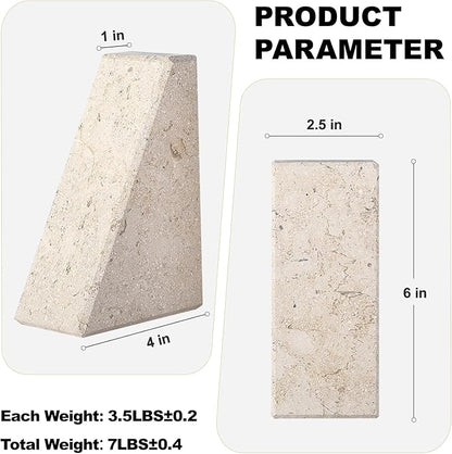 Karibiber Marble Bookends for Heavy Books, Decorative Book Ends for Shelves, Beige Stone Durable and Heavy-Duty Book Ends for Hardback Books & CDS, Unique Book Stopper & Holder, Set of 2