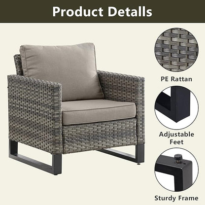 Rilyson Wicker Outdoor Patio Chairs Set of 2-2 Piece Rattan Chairs with Waterproof Wicker,Comfortable Cushions and Sturdy Metal Frame for Outside Porch Deck Backyard(Mixed Grey/Grey)