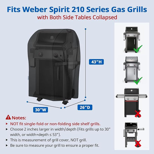 SunPatio 2 Burner Grill Cover 30 Inch, Heavy Duty Waterproof Small BBQ Cover Compatible for Weber Spirit 210 Series, Charbroil, Kenmore Grills, Compared to Weber 7105 (Not Fit for Spirit II E-210)