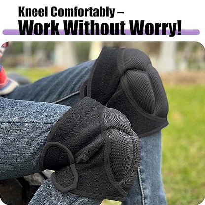 Work Knee Pads for Cleaning Gardening, Adjustable Foam Kneepad with Elastic Straps for Scrubbing Floors, Crawling Knee Cushion with Soft Inner Liner for Housekeeping Weeding Planting for Adult, Black XL