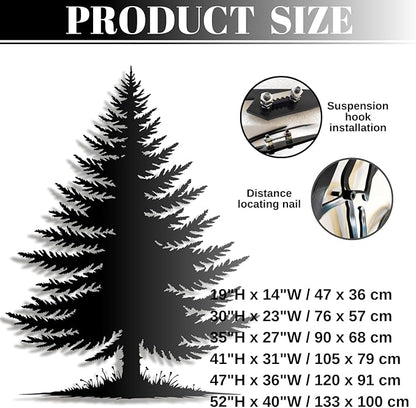 lunwall Metal Pine Tree Wall Art, Metal Forest Wall Art, Pine Branch Wall Decor, Christmas Tree Wall Decor, Forest Wall Hanging, Nature Lover Gift (Style 4, 30" H x 23" W / 76 x 57 cm)
