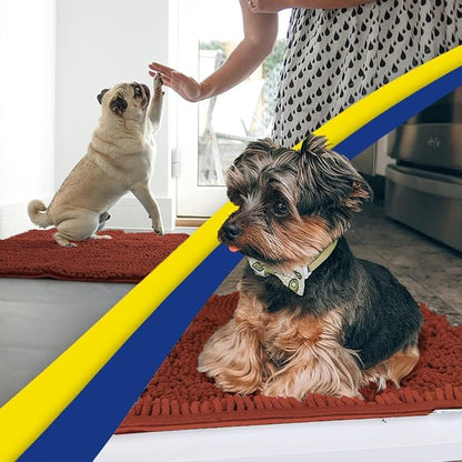 Muddy Mat® | Super Water Absorbent Door Mat Indoor, Microfiber Quick Dry Chenille Entryway Rug, Slip Resistant Front Door Mat, Indoor Mats for Entryway, Machine Washable Pet Rug, Brick Red 30" x 48"