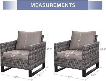 Rilyson Wicker Outdoor Patio Chairs Set of 2-2 Piece Rattan Chairs with Waterproof Wicker,Comfortable Cushions and Sturdy Metal Frame for Outside Porch Deck Backyard(Mixed Grey/Grey)
