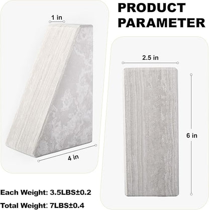 Marble Bookends for Heavy Books, Decorative Book Ends for Shelves, Durable and Heavy-Duty Bookends for Hardback Book & CDS, Off-White Unique Books Stopper & Holder, Set of 2