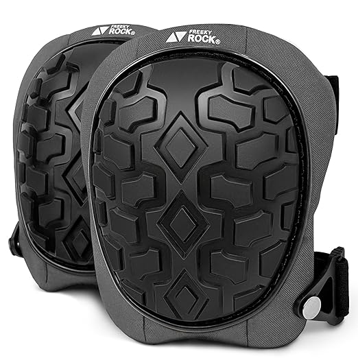 Professional Knee Pads for Work Construction with Heavy Duty Cap Foam Padding Gel Cushion Knee Pads for Men, Comfortable Adjustable Strong Strap, Military Grade Rivet for Flooring Gardening, Grey