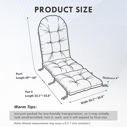 Adirondack Chair Cushion with Ottoman, Folding Adjustable Adirondack Seat Cushions, Waterproof Adirondack Patio Chair Pads for Garden, Deck, or Poolside, Large-Gray-1