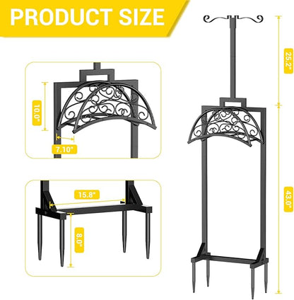 Garden Hose Holder with Shepherds Hooks - Freestanding Metal Water Hose Holder Stand Holds 150ft, Heavy Duty Garden Hoses Hanger Storage Rack for Outside Yard Lawn Farm