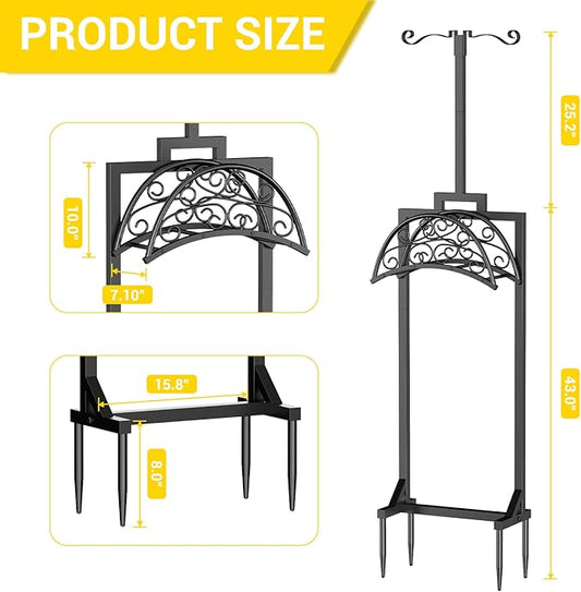 Garden Hose Holder with Shepherds Hooks - Freestanding Metal Water Hose Holder Stand Holds 150ft, Heavy Duty Garden Hoses Hanger Storage Rack for Outside Yard Lawn Farm
