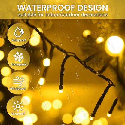Dailyart 1200 LED Christmas Lights - 95 Ft Indoor Outdoor Cluster Lights with 8 Modes - Warm White Plug in Fairy String Lights with Timer Twinkle Lights for Christmas Tree Wedding Xmas Decorations