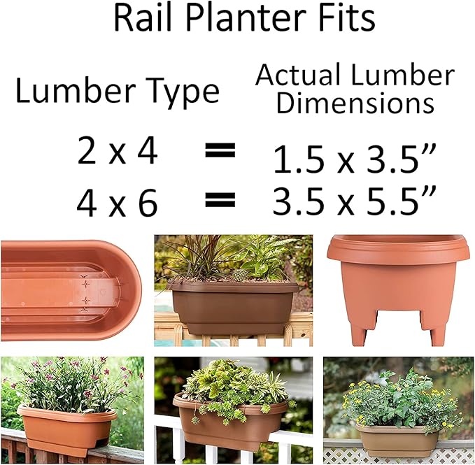 Bloem Deck Rail Planter, Balcony, Deck Balcony Rail Planter 24" Chocolate Brown 2-Pack