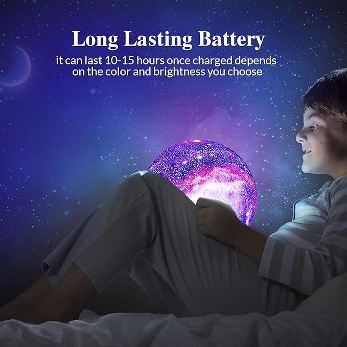 Himalayan Glow Galaxy Lamp, 5.9 inch Moon Night Lamp with 16 Colors with Classic Wood Stand & Remote/Touch Control Moon Night Light and USB Rechargeable
