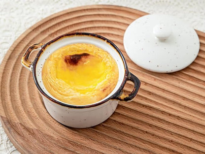 ONEMORE Mini Cocotte Set of 4, 12 oz Ceramic Ramekins with Lids and Handles, Small Casserole Dishes for Oven, Mini Dutch Oven for Soup, Souffle, Pot Pie and Baking, Microwave & Dishwasher Safe, Creamy White