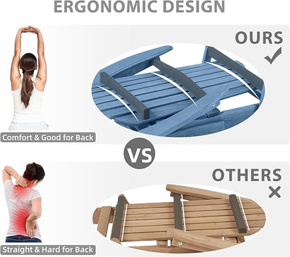 Outdoor Wooden Folding Adirondack Chair Set of 2 with Pre-Assembled BackRest, Wood Patio Chair for Garden Backyard Porch Pool Deck Firepit