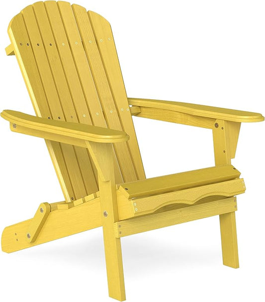 Outdoor Wooden Folding Adirondack Chair with Pre-Assembled BackRest & SeatBoard, Accent Furniture for Patio Backyard Garden Porch Deck Pool Firepit