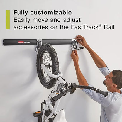 Rubbermaid 15-Piece FastTrack Garage Wall-Mounted Storage Kit, 4 Rails and 11 Hooks, for Home/House/Tool/Sports/Equipment/Utility Purposes