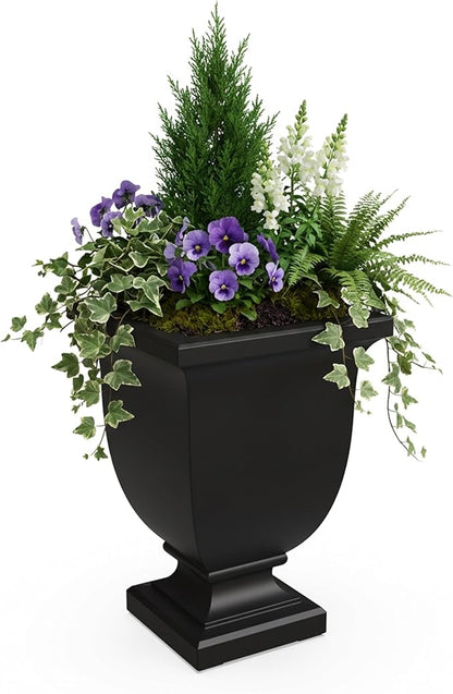 Mayne Augusta 26-Inch Tall Planter – Self-Watering, Weather-Resistant Planter for Flowers – Durable Indoor/Outdoor Design for Patio, Porch, or Entryway