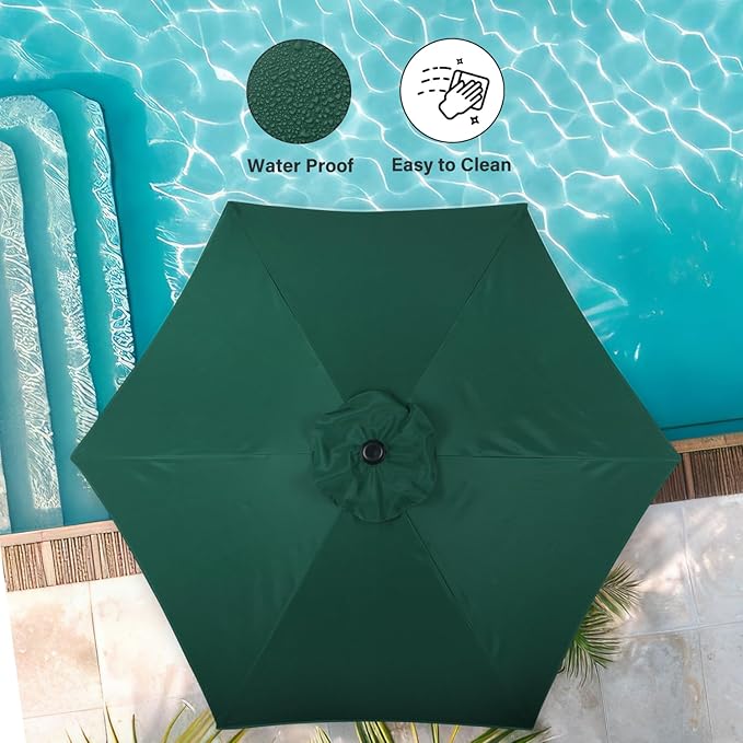 Simple Deluxe 2 Pack 7.5' Patio Umbrella Outdoor Table Market Yard Umbrella with 6 Sturdy Ribs for Backyard, Pool, Garden, Deck, Green