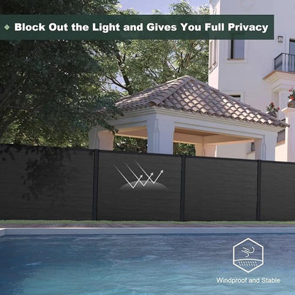 Mondaria Privacy Fence Panels for Outside,6ft(W) x 6ft(H) Outdoor Privacy Panels with 2 Posts,Wind Resistant Wood Plastic Composite Fencing Panels for Patio,Backyard,Garden and Swimming Pool(Black)