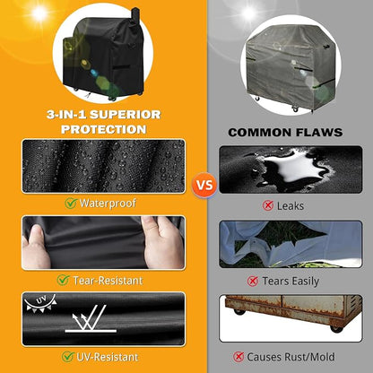 Waterproof Grill Cover for Recteq Flagship 1100/1600, RT-1250, RT-700 and RT-680 Wood Pellet Grills, Heavy Duty Premium Fade Resistant Outdoor (56" W x 30" D x 48" H)