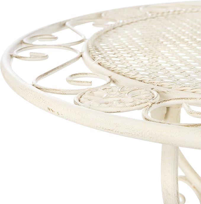 SAFAVIEH PAT5028A Outdoor Collection Semly Pearl White 3-Piece Bistro Set