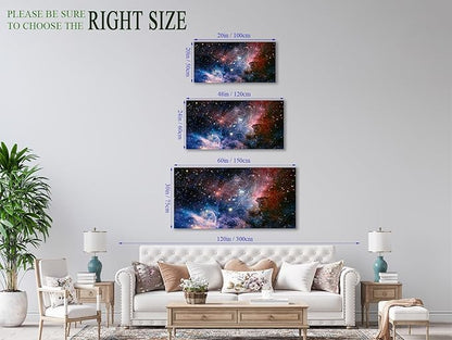 arteWOODS Canvas Wall Art Galaxy Nebula Starry Cosmic Painting Pictures Panoramic Canvas Arotwork Universe Stars Outer Space Wall Art for Home Office Decoration Framed Ready to Hang 24" x 48"